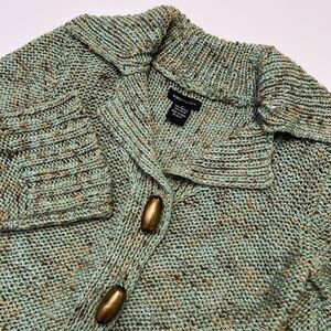 BCBG Maxazria Womens Green & Brown Knit Bell Sleeve Cardigan Sweater, BCBG‎ 466